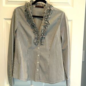The Limited - Dark Gray Striped - Button Down Long Sleeve - Size L
